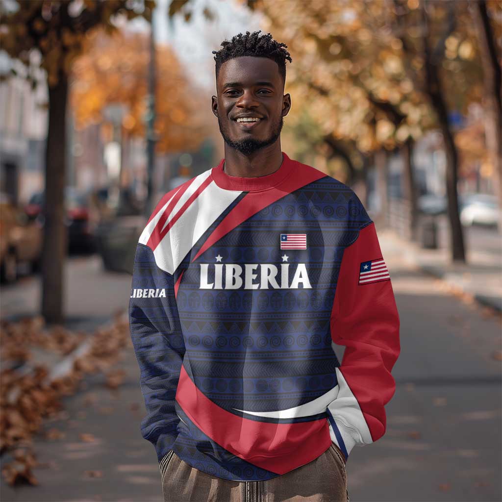 Liberia National Emblem Sweatshirt Tribal Pattern and Heritage Colors - African Pride