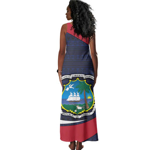 Liberia National Emblem Tank Maxi Dress Tribal Pattern and Heritage Colors - African Pride