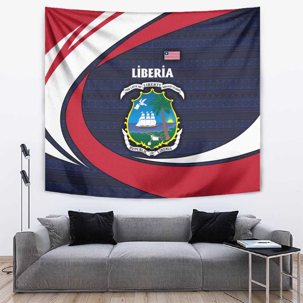 Liberia National Emblem Tapestry Tribal Pattern and Heritage Colors - African Pride