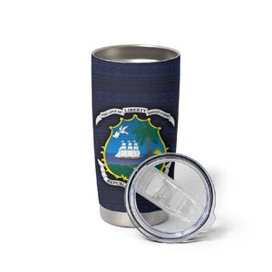 Liberia National Emblem Tumbler Cup Tribal Pattern and Heritage Colors - African Pride