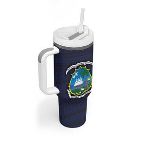 Liberia National Emblem Tumbler With Handle Tribal Pattern and Heritage Colors - African Pride