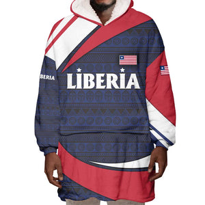 Liberia National Emblem Wearable Blanket Hoodie Tribal Pattern and Heritage Colors - African Pride