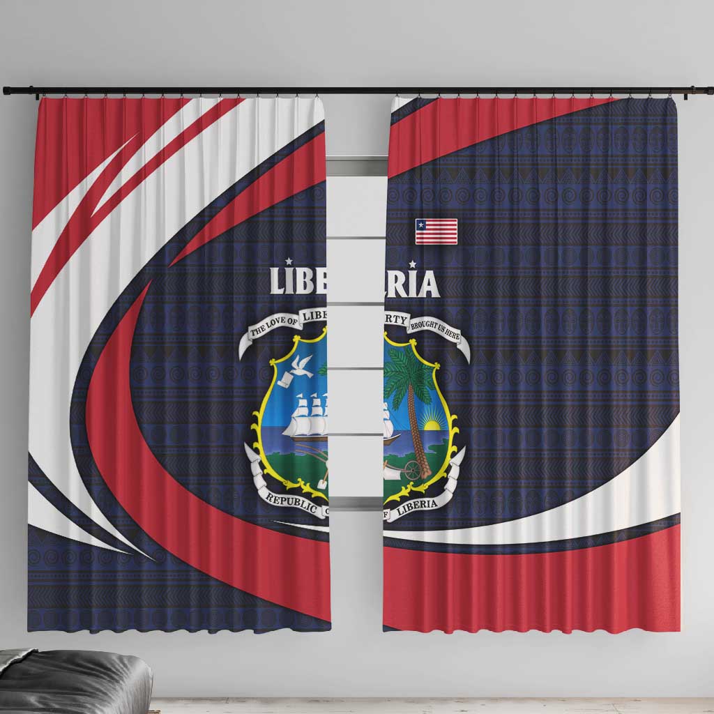 Liberia National Emblem Window Curtain Tribal Pattern and Heritage Colors - African Pride
