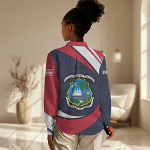 Liberia National Emblem Women Casual Shirt Tribal Pattern and Heritage Colors - African Pride