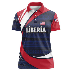 Liberia National Emblem Women Polo Shirt Tribal Pattern and Heritage Colors - African Pride