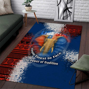 Liberia Elephant Power of Tradition Area Rug Tribal Red Blue Splash - African Pride