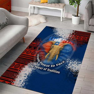 Liberia Elephant Power of Tradition Area Rug Tribal Red Blue Splash - African Pride