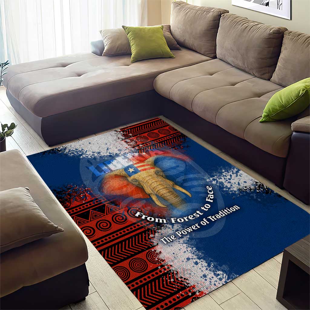 Liberia Elephant Power of Tradition Area Rug Tribal Red Blue Splash - African Pride