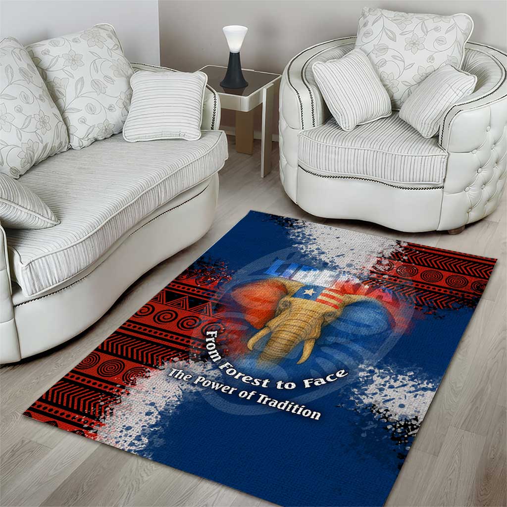 Liberia Elephant Power of Tradition Area Rug Tribal Red Blue Splash - African Pride