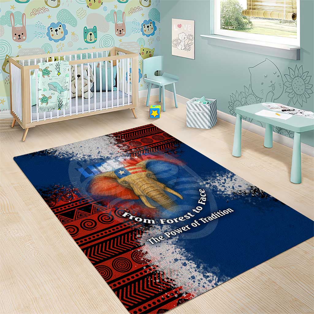 Liberia Elephant Power of Tradition Area Rug Tribal Red Blue Splash - African Pride