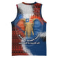 Liberia Elephant Power of Tradition Basketball Jersey Tribal Red Blue Splash - African Pride