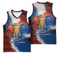 Liberia Elephant Power of Tradition Basketball Jersey Tribal Red Blue Splash - African Pride