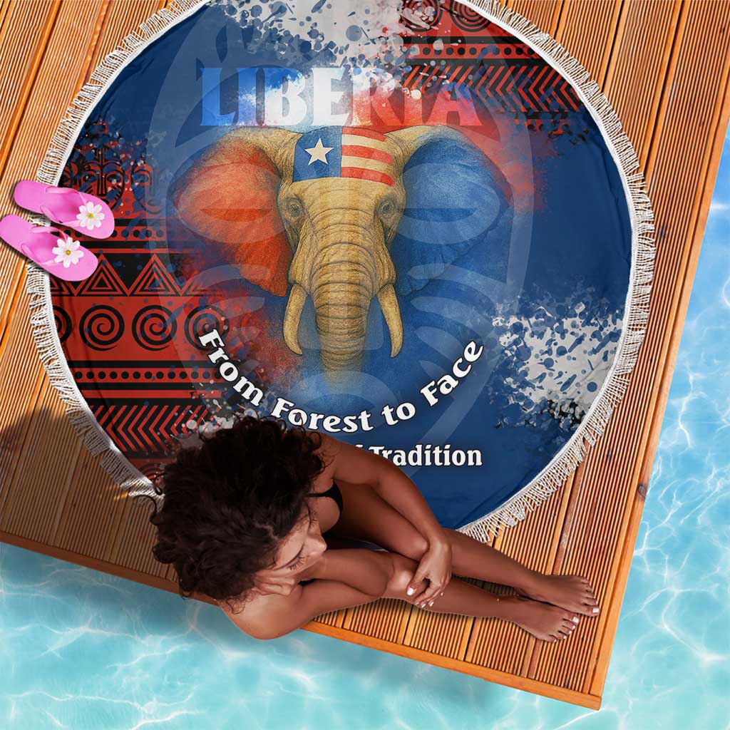 Liberia Elephant Power of Tradition Beach Blanket Tribal Red Blue Splash - African Pride