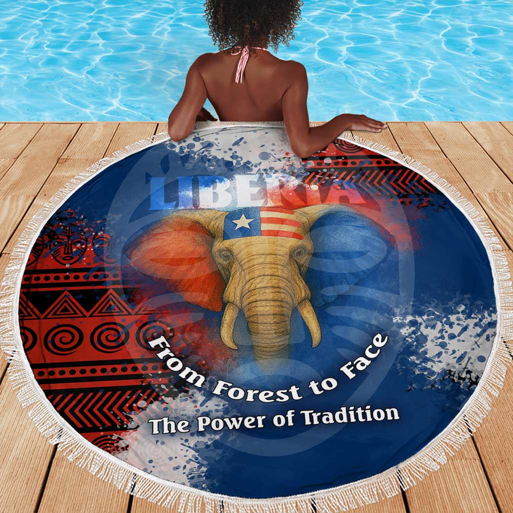 Liberia Elephant Power of Tradition Beach Blanket Tribal Red Blue Splash - African Pride