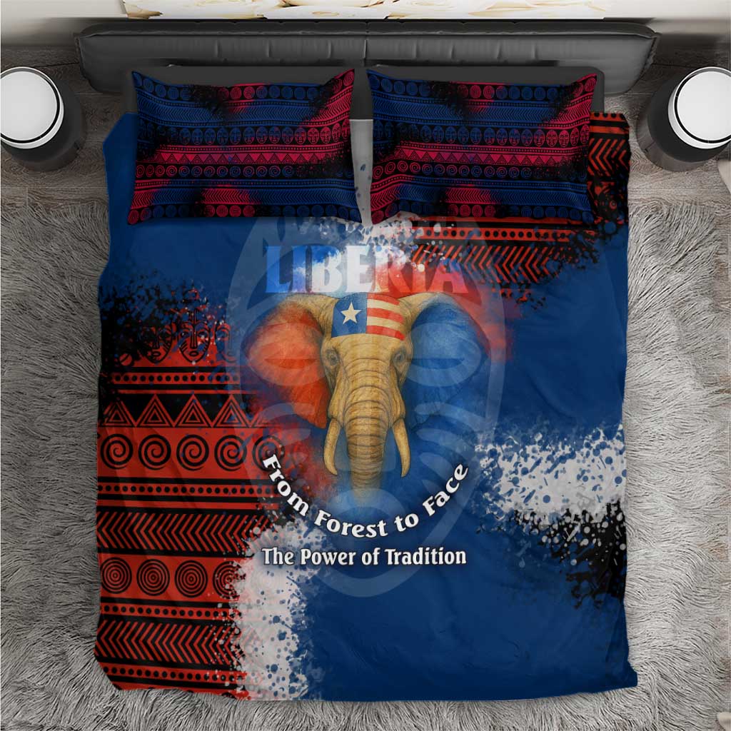 Liberia Elephant Power of Tradition Bedding Set Tribal Red Blue Splash - African Pride