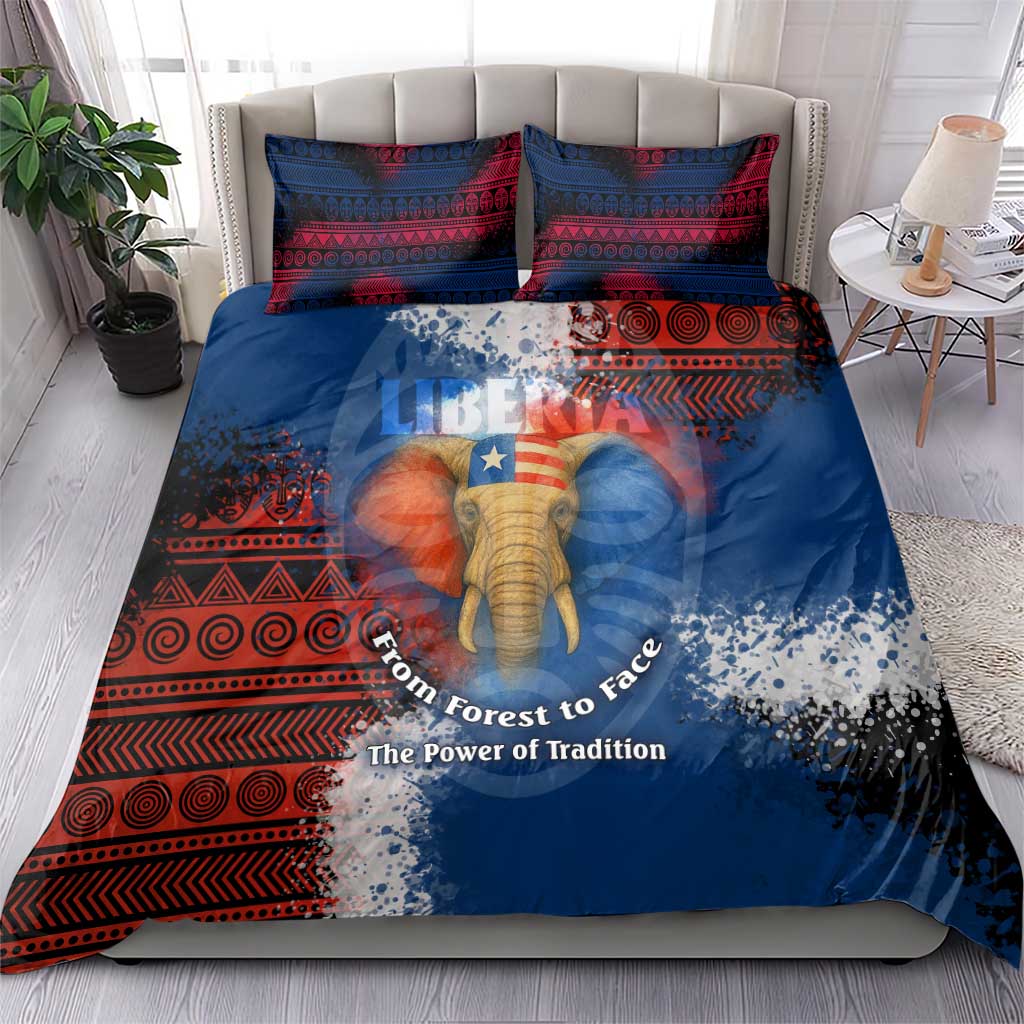Liberia Elephant Power of Tradition Bedding Set Tribal Red Blue Splash - African Pride