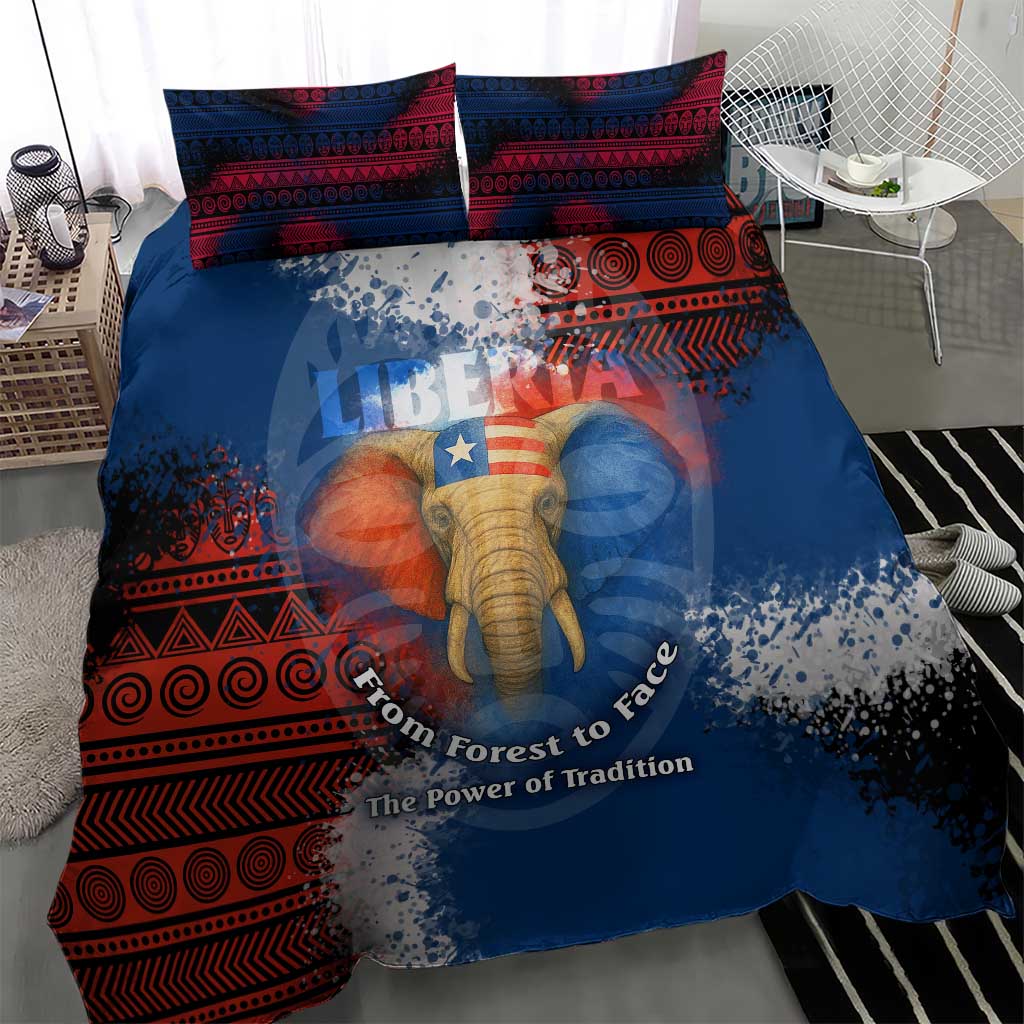 Liberia Elephant Power of Tradition Bedding Set Tribal Red Blue Splash - African Pride