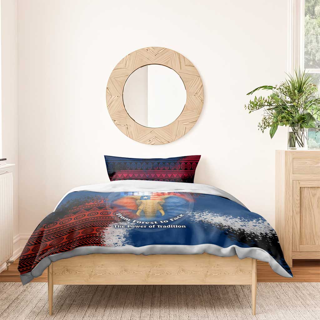 Liberia Elephant Power of Tradition Bedding Set Tribal Red Blue Splash - African Pride