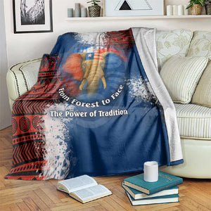 Liberia Elephant Power of Tradition Blanket Tribal Red Blue Splash - African Pride