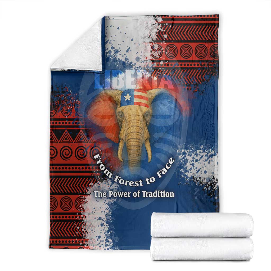 Liberia Elephant Power of Tradition Blanket Tribal Red Blue Splash - African Pride