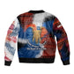 Liberia Elephant Power of Tradition Bomber Jacket Tribal Red Blue Splash - African Pride