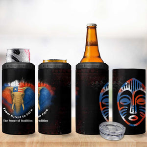 Liberia Elephant Power of Tradition 4 in 1 Can Cooler Tumbler Tribal Red Blue Splash - African Pride