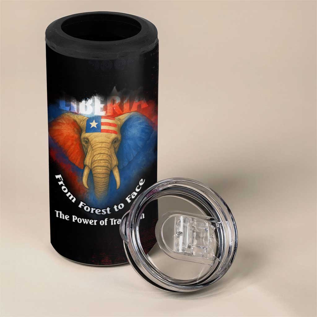 Liberia Elephant Power of Tradition 4 in 1 Can Cooler Tumbler Tribal Red Blue Splash - African Pride