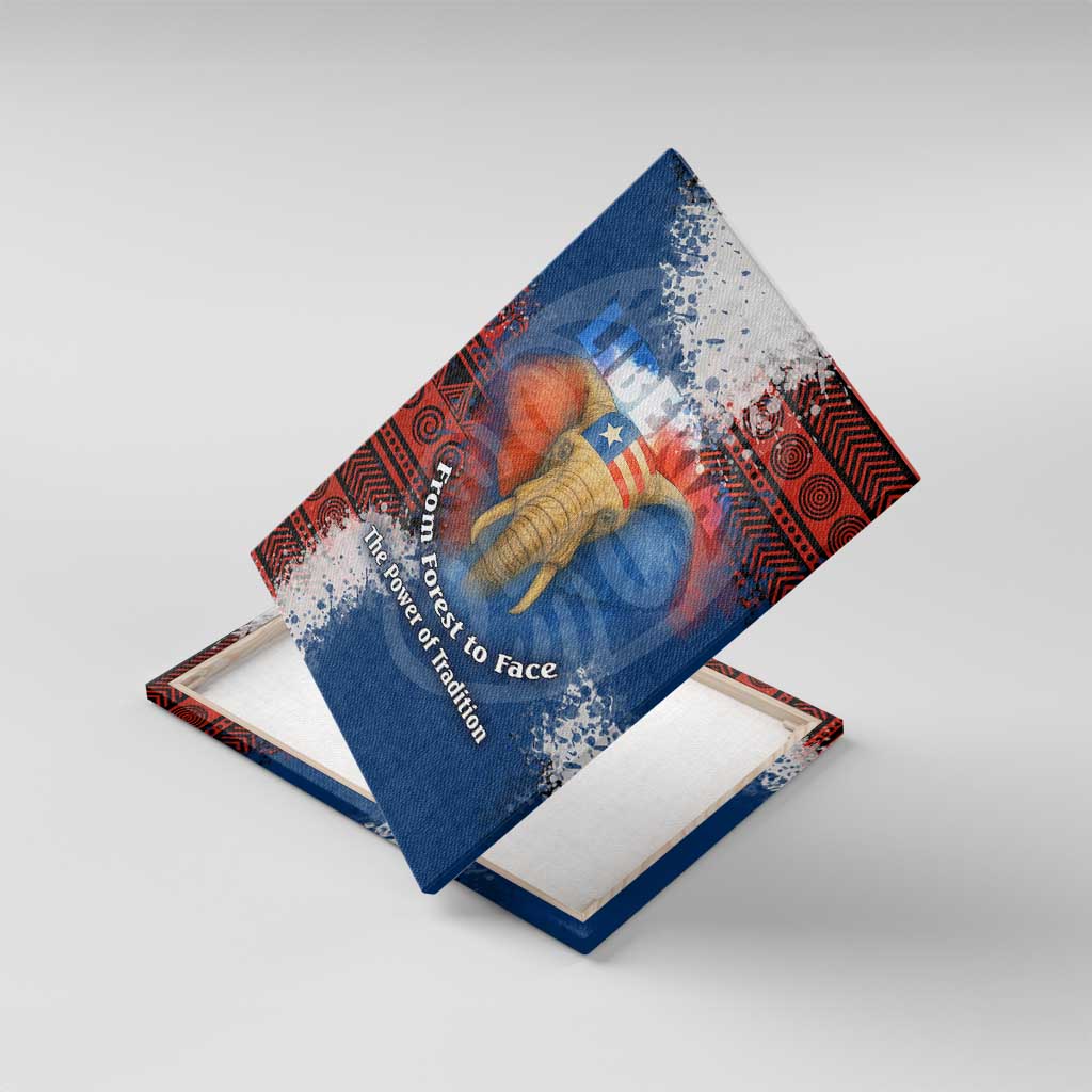 Liberia Elephant Power of Tradition Canvas Wall Art Tribal Red Blue Splash - African Pride