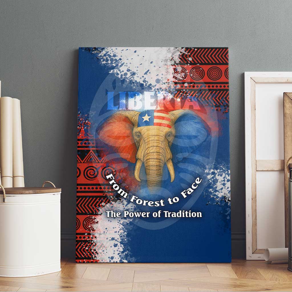 Liberia Elephant Power of Tradition Canvas Wall Art Tribal Red Blue Splash - African Pride