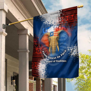 Liberia Elephant Power of Tradition Garden Flag Tribal Red Blue Splash - African Pride