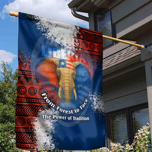 Liberia Elephant Power of Tradition Garden Flag Tribal Red Blue Splash - African Pride