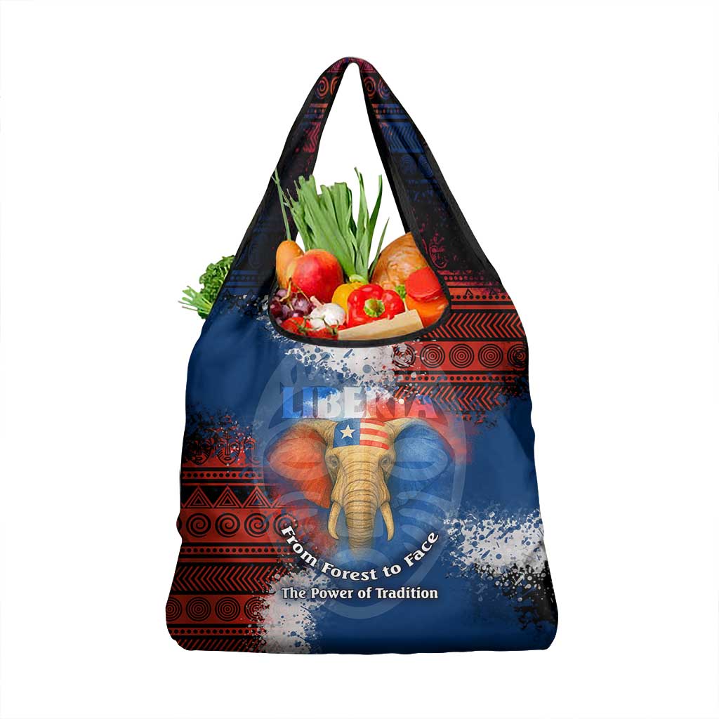 Liberia Elephant Power of Tradition Grocery Bag Tribal Red Blue Splash - African Pride