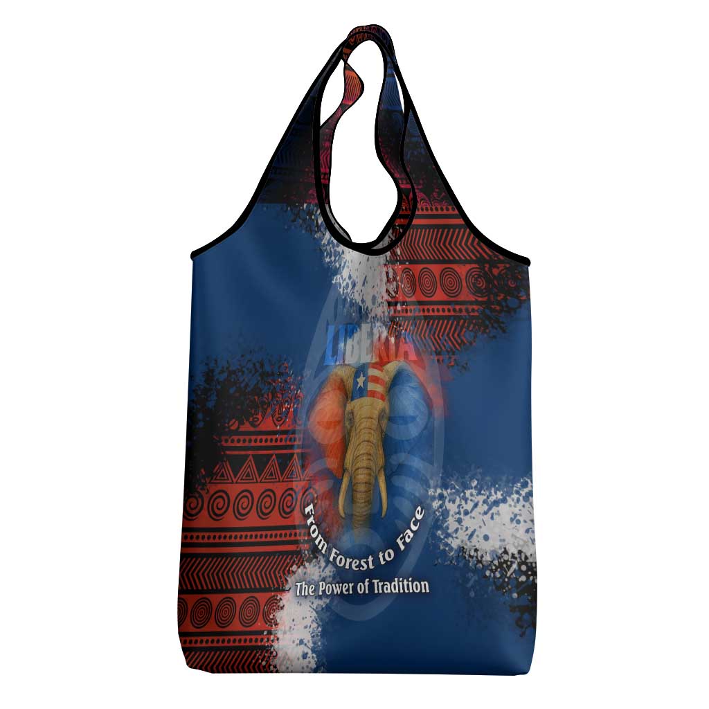 Liberia Elephant Power of Tradition Grocery Bag Tribal Red Blue Splash - African Pride