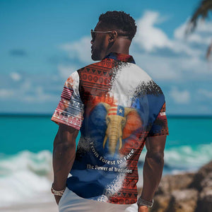 Liberia Elephant Power of Tradition Hawaiian Shirt Tribal Red Blue Splash - African Pride