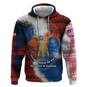 Liberia Elephant Power of Tradition Hoodie Tribal Red Blue Splash - African Pride