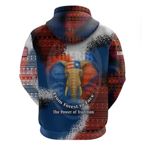 Liberia Elephant Power of Tradition Hoodie Tribal Red Blue Splash - African Pride