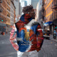 Liberia Elephant Power of Tradition Hoodie Tribal Red Blue Splash - African Pride