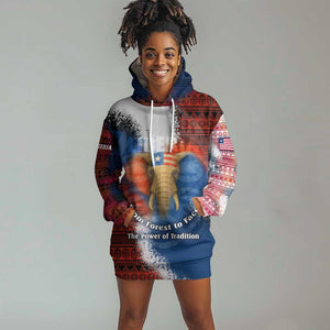 Liberia Elephant Power of Tradition Hoodie Dress Tribal Red Blue Splash - African Pride