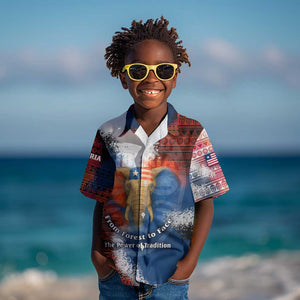 Liberia Elephant Power of Tradition Kid Hawaiian Shirt Tribal Red Blue Splash - African Pride