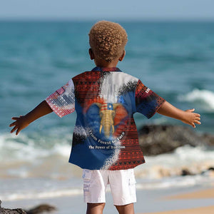 Liberia Elephant Power of Tradition Kid Hawaiian Shirt Tribal Red Blue Splash - African Pride
