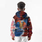 Liberia Elephant Power of Tradition Kid Hoodie Tribal Red Blue Splash - African Pride
