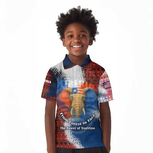 Liberia Elephant Power of Tradition Kid Polo Shirt Tribal Red Blue Splash - African Pride
