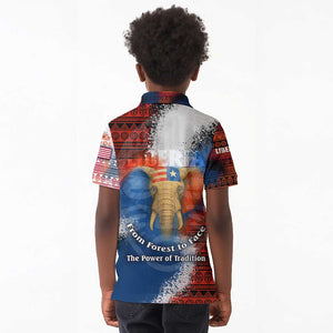 Liberia Elephant Power of Tradition Kid Polo Shirt Tribal Red Blue Splash - African Pride