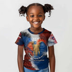 Liberia Elephant Power of Tradition Kid T shirt Tribal Red Blue Splash - African Pride