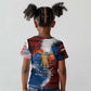 Liberia Elephant Power of Tradition Kid T shirt Tribal Red Blue Splash - African Pride