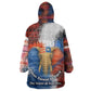 Liberia Elephant Power of Tradition Kid Wearable Blanket Hoodie Tribal Red Blue Splash - African Pride