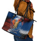 Liberia Elephant Power of Tradition Leather Tote Bag Tribal Red Blue Splash - African Pride