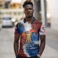 Liberia Elephant Power of Tradition Polo Shirt Tribal Red Blue Splash - African Pride