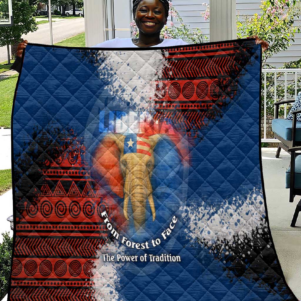 Liberia Elephant Power of Tradition Quilt Tribal Red Blue Splash - African Pride