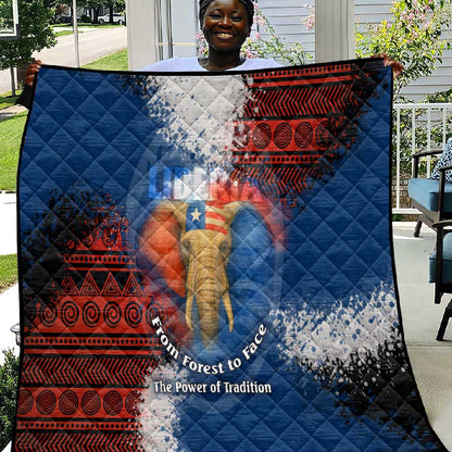 Liberia Elephant Power of Tradition Quilt Tribal Red Blue Splash - African Pride